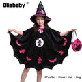 Children's Girl Witch Vampire Halloween Costume Kids Clothing Set Carnival Cosplay Costumes Prom Dress Suit Leggings Pumpkin Bag