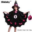 Children's Girl Witch Vampire Halloween Costume Kids Clothing Set Carnival Cosplay Costumes Prom Dress Suit Leggings Pumpkin Bag