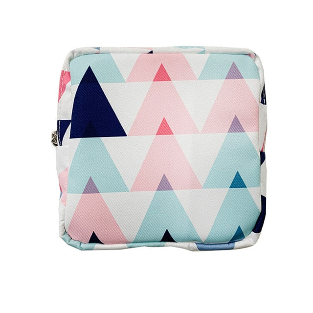 Women Portable Sanitary Napkin Storage Bag Cotton Travel Makeup Storage Bag Literary Zipper Coin Purse Sundries Storage