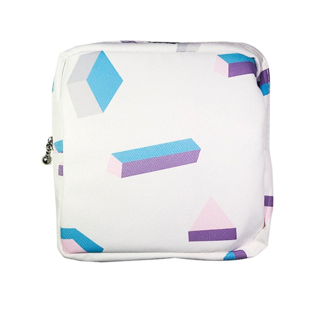 Women Portable Sanitary Napkin Storage Bag Cotton Travel Makeup Storage Bag Literary Zipper Coin Purse Sundries Storage