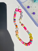 HANGZHI 2021 New Colorful Acrylic Bead Smile Mobile Phone Chain CellPhone Strap Anti-Lost Lanyard For Women Summer Jewelry