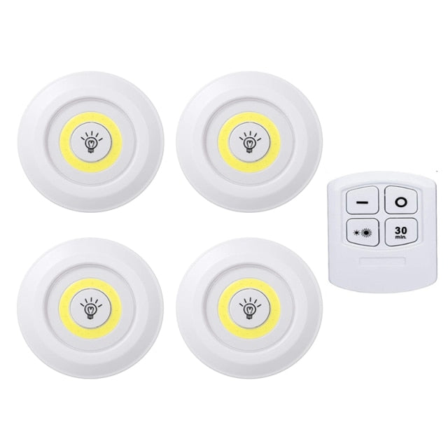 3W COB LED Under Cabinet Light Indoor Tap Remote Dimmable Battery Book Table Night Lamp for Corridor Stair Kitchen Loft Lighting