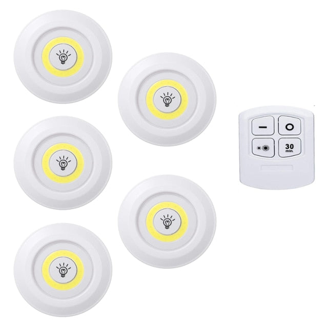 3W COB LED Under Cabinet Light Indoor Tap Remote Dimmable Battery Book Table Night Lamp for Corridor Stair Kitchen Loft Lighting