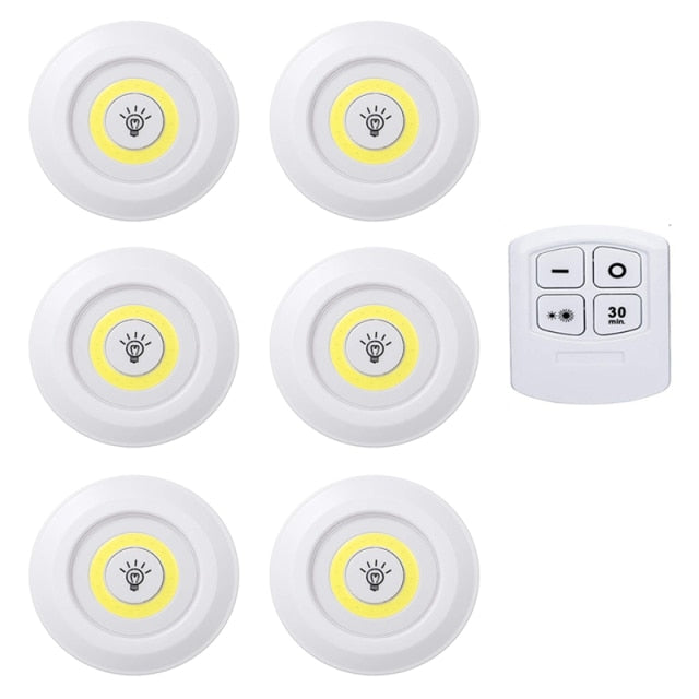 3W COB LED Under Cabinet Light Indoor Tap Remote Dimmable Battery Book Table Night Lamp for Corridor Stair Kitchen Loft Lighting