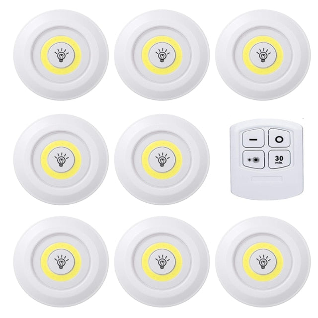 3W COB LED Under Cabinet Light Indoor Tap Remote Dimmable Battery Book Table Night Lamp for Corridor Stair Kitchen Loft Lighting