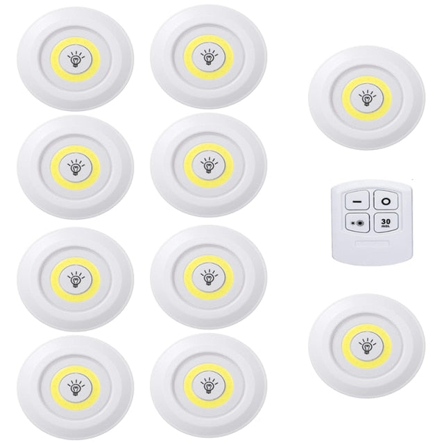 3W COB LED Under Cabinet Light Indoor Tap Remote Dimmable Battery Book Table Night Lamp for Corridor Stair Kitchen Loft Lighting