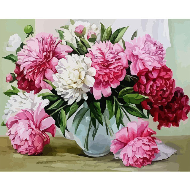 5D DIY Diamond Painting Flowers Rose Vase Cross Stitch Kit Full Round Drill Embroidery Mosaic Art of Rhinestones Home Decor Gift