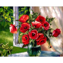 5D DIY Diamond Painting Flowers Rose Vase Cross Stitch Kit Full Round Drill Embroidery Mosaic Art of Rhinestones Home Decor Gift