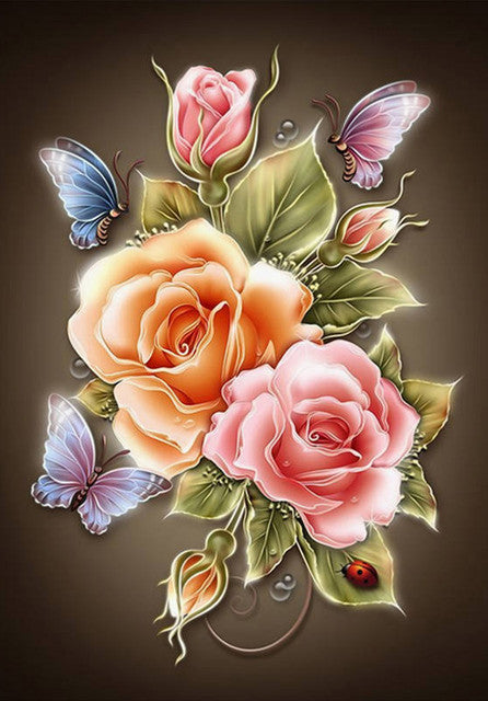 5D DIY Diamond Painting Flowers Rose Vase Cross Stitch Kit Full Round Drill Embroidery Mosaic Art of Rhinestones Home Decor Gift