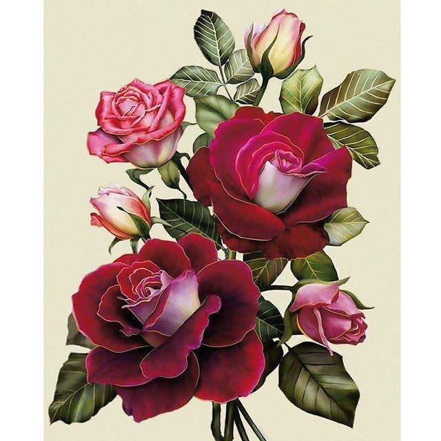 5D DIY Diamond Painting Flowers Rose Vase Cross Stitch Kit Full Round Drill Embroidery Mosaic Art of Rhinestones Home Decor Gift