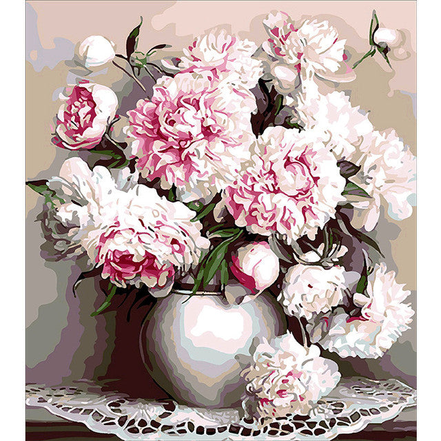 5D DIY Diamond Painting Flowers Rose Vase Cross Stitch Kit Full Round Drill Embroidery Mosaic Art of Rhinestones Home Decor Gift