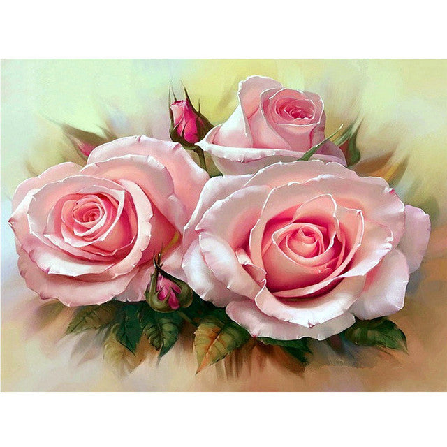 5D DIY Diamond Painting Flowers Rose Vase Cross Stitch Kit Full Round Drill Embroidery Mosaic Art of Rhinestones Home Decor Gift