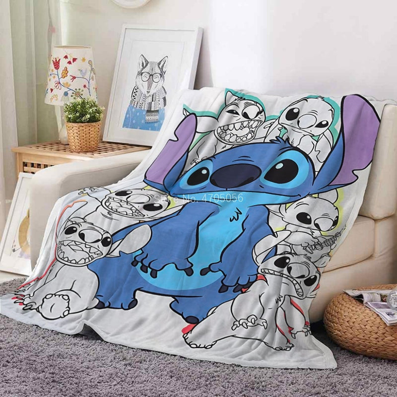 Blue Lilo & Stitch Anime Blanket Plush Flannel Decoration Throw TV Blankets Bedspread for Children Boy Girls Summer Blanket