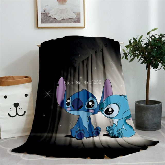 Blue Lilo & Stitch Anime Blanket Plush Flannel Decoration Throw TV Blankets Bedspread for Children Boy Girls Summer Blanket