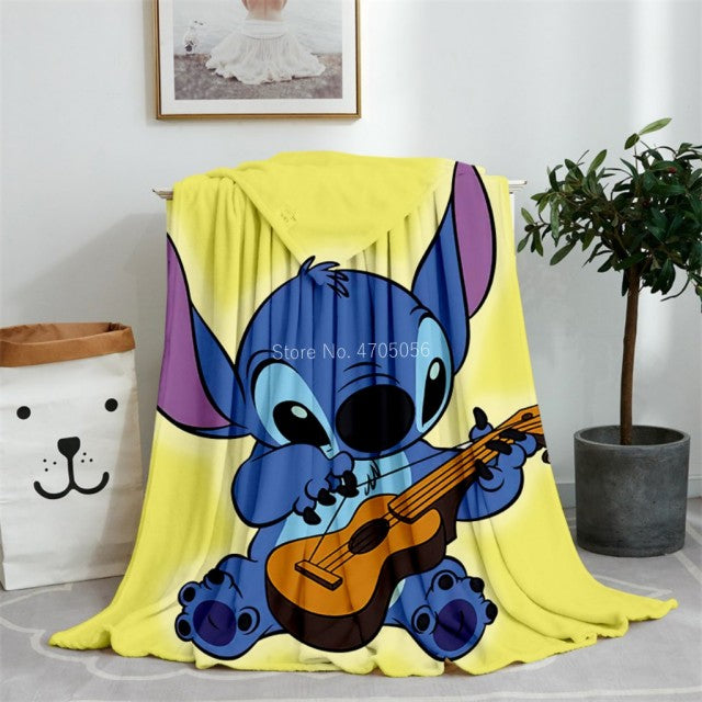 Blue Lilo & Stitch Anime Blanket Plush Flannel Decoration Throw TV Blankets Bedspread for Children Boy Girls Summer Blanket