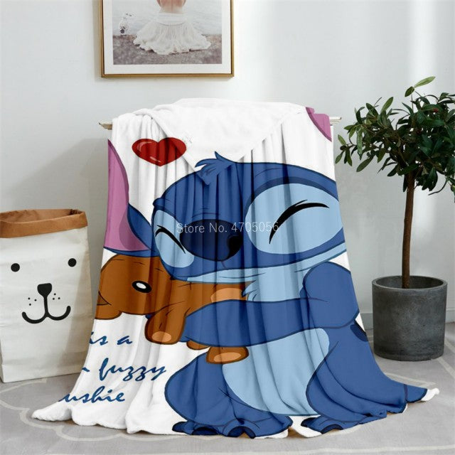 Blue Lilo & Stitch Anime Blanket Plush Flannel Decoration Throw TV Blankets Bedspread for Children Boy Girls Summer Blanket