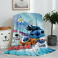 Blue Lilo & Stitch Anime Blanket Plush Flannel Decoration Throw TV Blankets Bedspread for Children Boy Girls Summer Blanket