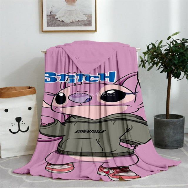 Blue Lilo & Stitch Anime Blanket Plush Flannel Decoration Throw TV Blankets Bedspread for Children Boy Girls Summer Blanket