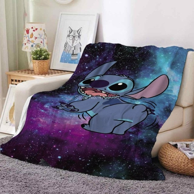 Blue Lilo & Stitch Anime Blanket Plush Flannel Decoration Throw TV Blankets Bedspread for Children Boy Girls Summer Blanket