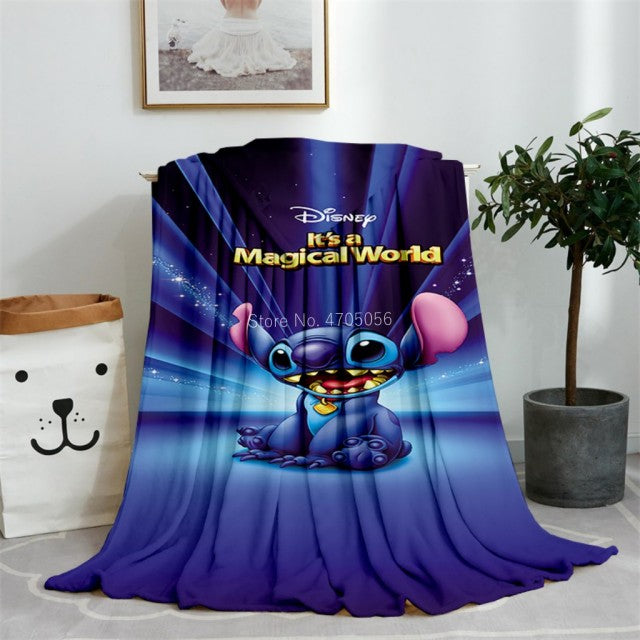 Blue Lilo & Stitch Anime Blanket Plush Flannel Decoration Throw TV Blankets Bedspread for Children Boy Girls Summer Blanket