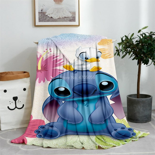 Blue Lilo & Stitch Anime Blanket Plush Flannel Decoration Throw TV Blankets Bedspread for Children Boy Girls Summer Blanket