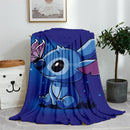 Blue Lilo & Stitch Anime Blanket Plush Flannel Decoration Throw TV Blankets Bedspread for Children Boy Girls Summer Blanket