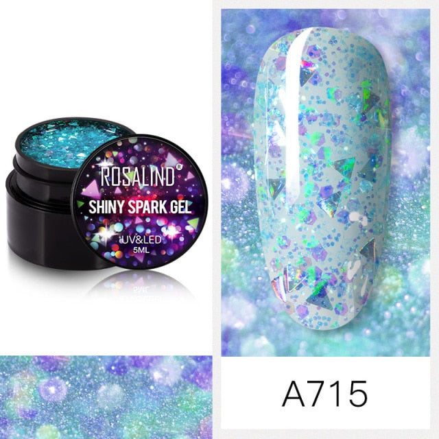 ROSALIND 5ml Shiny Glitter Gel Polish Bright Diamond Hybrid Varnishes For Manicure Nail Art Design Gel Polish Top and Base Set