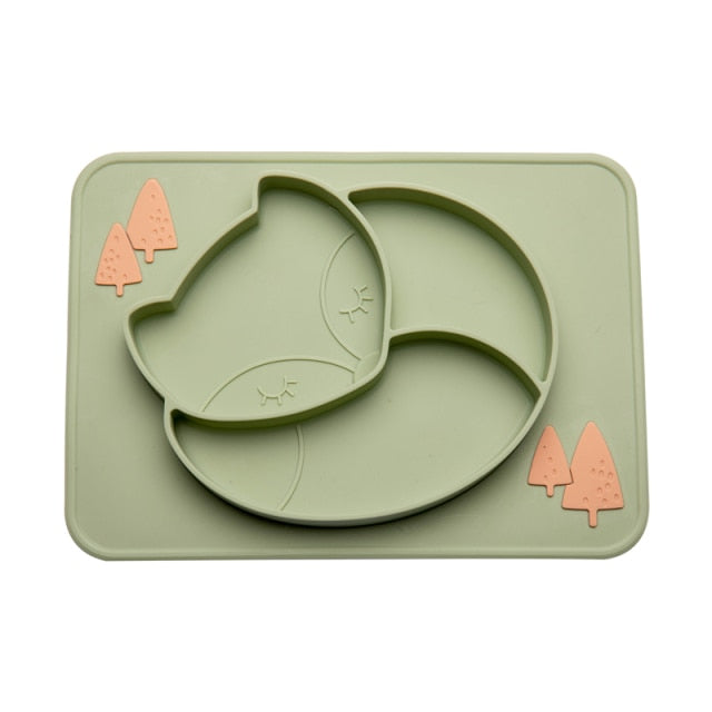 Bopoobo Baby Dishes Silicone Suction Plate Cute Crab Children Feeding Plate Non-Slip Baby Food Feeding Bowl For Children