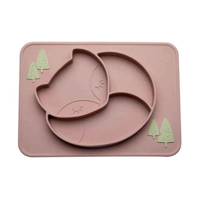 Bopoobo Baby Dishes Silicone Suction Plate Cute Crab Children Feeding Plate Non-Slip Baby Food Feeding Bowl For Children
