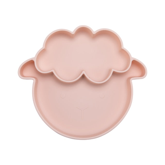 Bopoobo Baby Dishes Silicone Suction Plate Cute Crab Children Feeding Plate Non-Slip Baby Food Feeding Bowl For Children