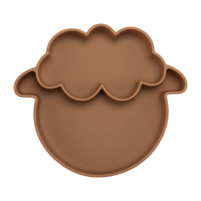 Bopoobo Baby Dishes Silicone Suction Plate Cute Crab Children Feeding Plate Non-Slip Baby Food Feeding Bowl For Children