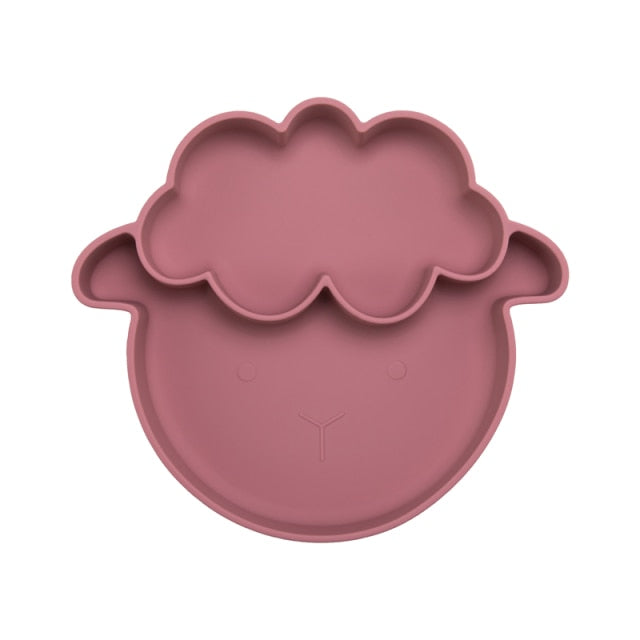 Bopoobo Baby Dishes Silicone Suction Plate Cute Crab Children Feeding Plate Non-Slip Baby Food Feeding Bowl For Children