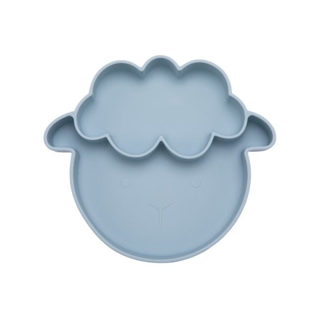 Bopoobo Baby Dishes Silicone Suction Plate Cute Crab Children Feeding Plate Non-Slip Baby Food Feeding Bowl For Children