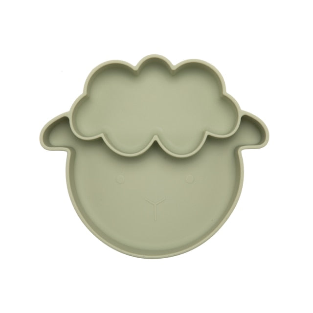 Bopoobo Baby Dishes Silicone Suction Plate Cute Crab Children Feeding Plate Non-Slip Baby Food Feeding Bowl For Children