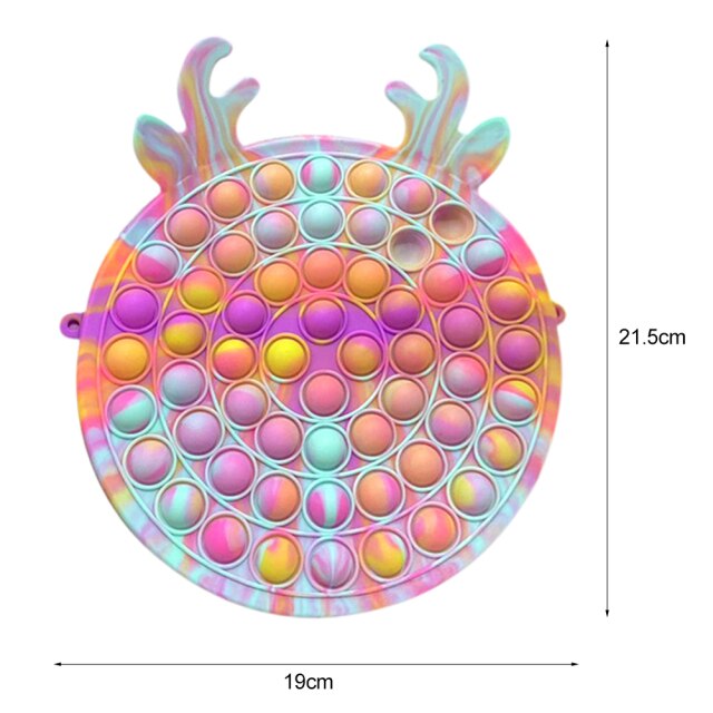 Cute Bag Fidget Toys Reliver Stress Toy Rainbow Push Bubble Simple Dimmer Antistress Toy Children Sensory Game Toy Backpack