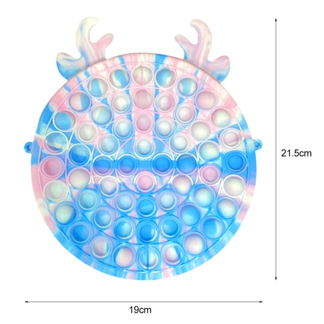 Cute Bag Fidget Toys Reliver Stress Toy Rainbow Push Bubble Simple Dimmer Antistress Toy Children Sensory Game Toy Backpack
