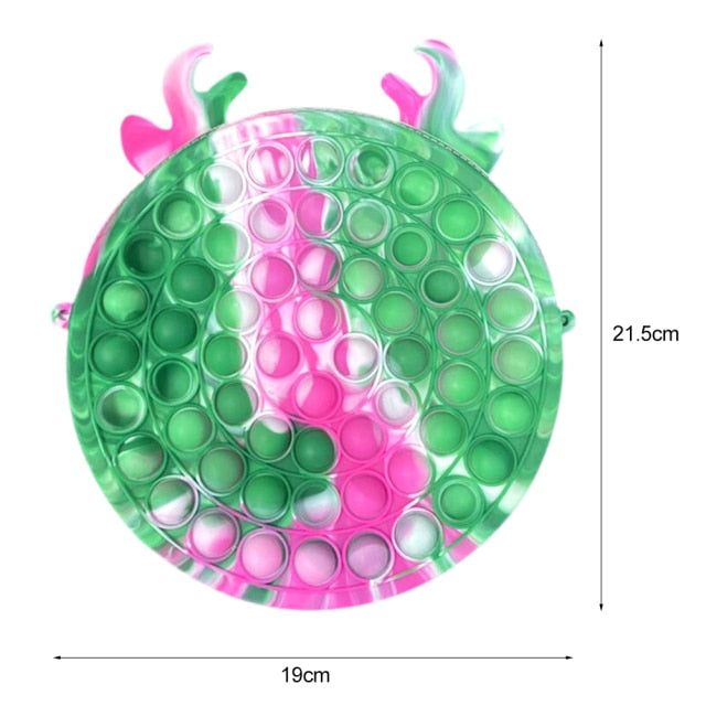 Cute Bag Fidget Toys Reliver Stress Toy Rainbow Push Bubble Simple Dimmer Antistress Toy Children Sensory Game Toy Backpack