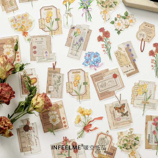 30pcs/1lot kawaii Stationery Sticker Vintage Flower affair Diary Planner junk journal Decorative Scrapbooking DIY Craft Sticker