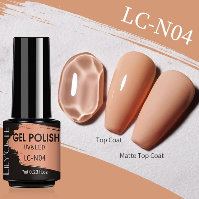 LILYCUTE Matte Gel Nail Polish Matte Top Coat Need 7ML Autumn Color Hybrid Varnish Soak Off UV Gel Nail Art Design Gel Polish