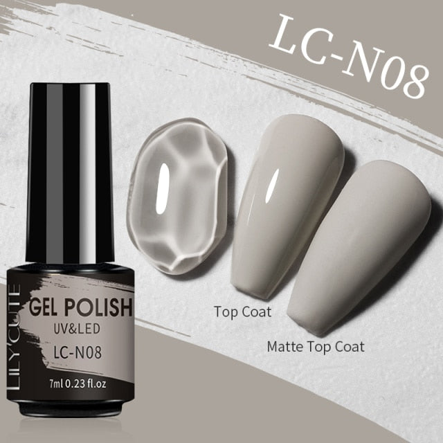LILYCUTE Matte Gel Nail Polish Matte Top Coat Need 7ML Autumn Color Hybrid Varnish Soak Off UV Gel Nail Art Design Gel Polish