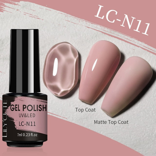 LILYCUTE Matte Gel Nail Polish Matte Top Coat Need 7ML Autumn Color Hybrid Varnish Soak Off UV Gel Nail Art Design Gel Polish