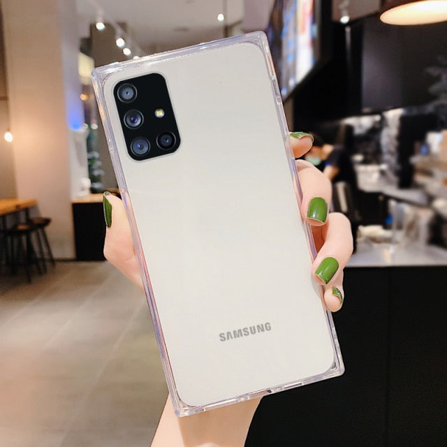 Square Fluorescent Glitter Phone Case For Samsung S20 FE Plus Note 20 Ultra S10 A71 A51 A50 A70 S21 Ultra FE A52 A72 Soft Cover