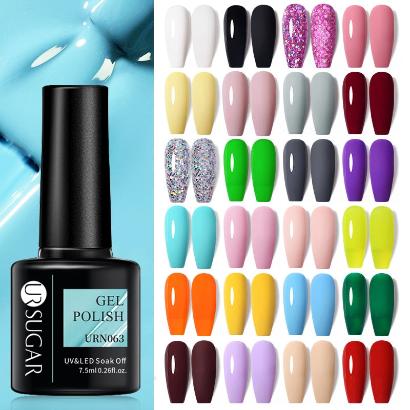 UR SUGAR New 7.5ML Color Gel Nail Polish Semi Permanent UV Gel Varnish All For Manicure Nail Art Gel Polish Base Matte Top Coat