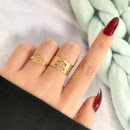 UMKA Trendy Gold Silver Color Flame Rings For Women Men Lover Couple Rings Set Friendship Engagement Wedding Open Rings Jewelry