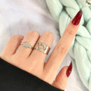 UMKA Trendy Gold Silver Color Flame Rings For Women Men Lover Couple Rings Set Friendship Engagement Wedding Open Rings Jewelry