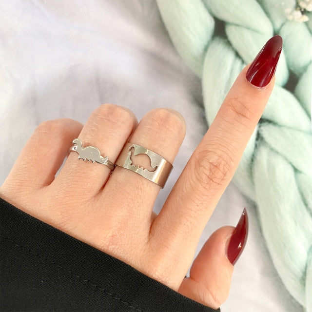 UMKA Trendy Gold Silver Color Flame Rings For Women Men Lover Couple Rings Set Friendship Engagement Wedding Open Rings Jewelry