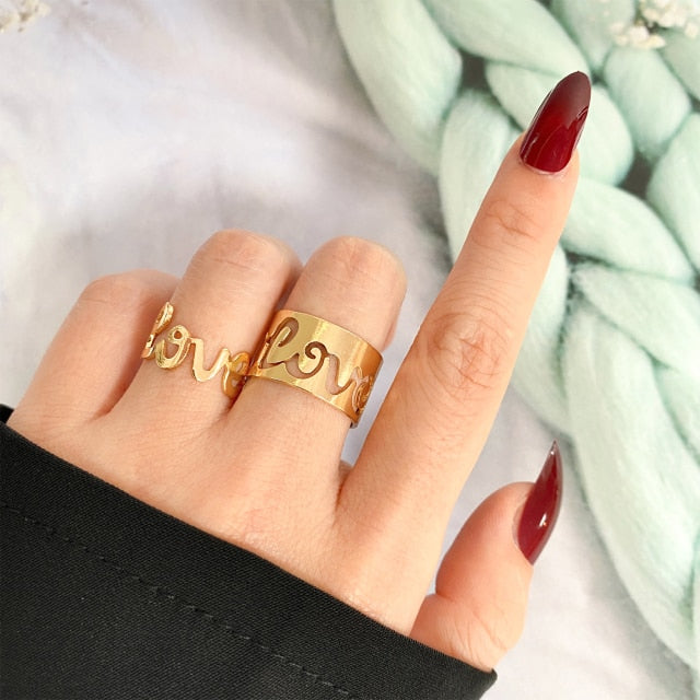 UMKA Trendy Gold Silver Color Flame Rings For Women Men Lover Couple Rings Set Friendship Engagement Wedding Open Rings Jewelry