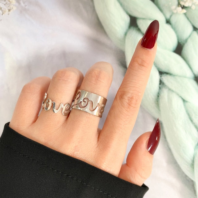 UMKA Trendy Gold Silver Color Flame Rings For Women Men Lover Couple Rings Set Friendship Engagement Wedding Open Rings Jewelry