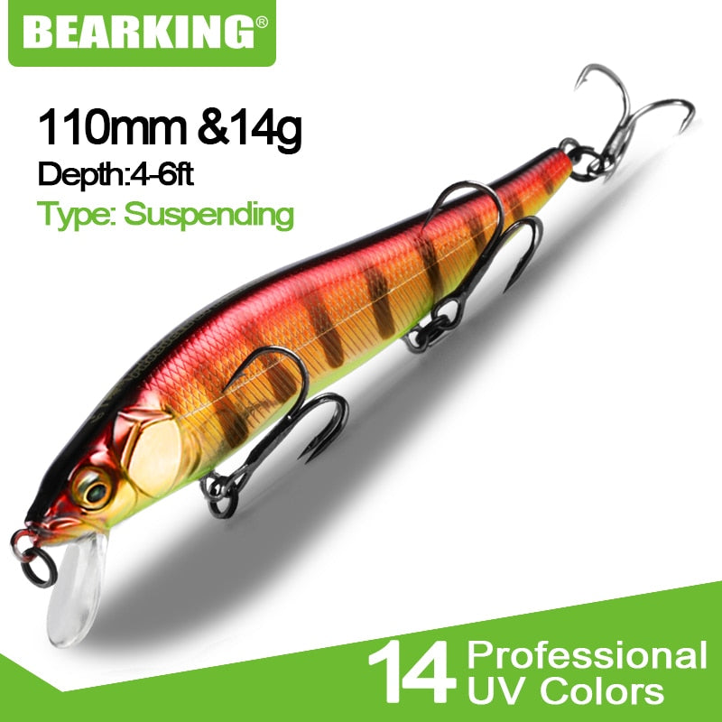 BEARKING 11cm 14g Top Hard Fishing Lures Minnow quality Baits Wobblers good action professional Fishing Tackles artificial