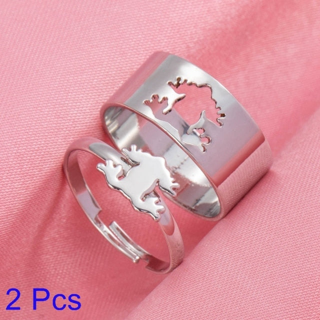 IFMIA Trendy Lover Star Moon Aircraft Cherry Dinosaur Mushroom Butterfly Rings for Women Men Couple Open Ring Set 2021 Jewelry